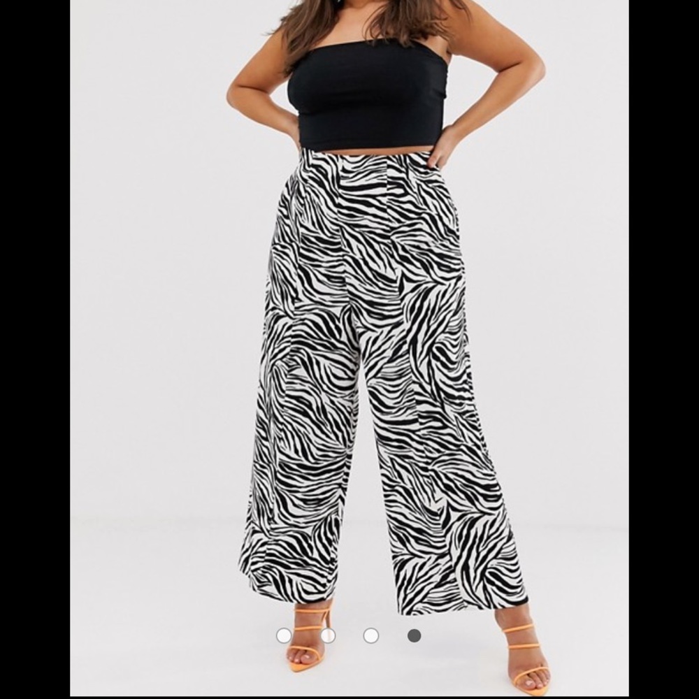 Zebra print wide leg pants